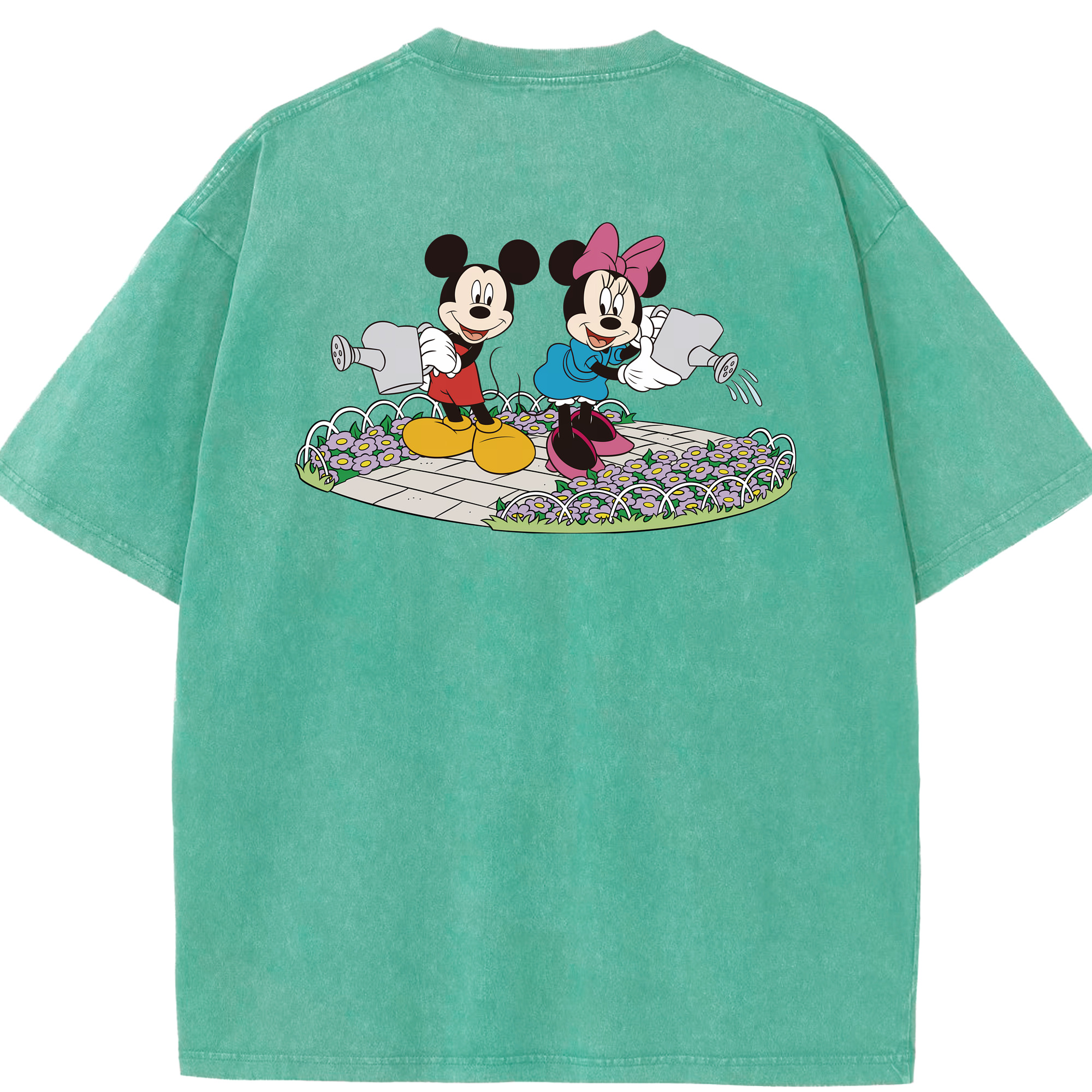 （画像用） ミッキーマウス Mickey Mouse 綿100% ヴィンテージ風 半袖Tシャツ（背面プリント）